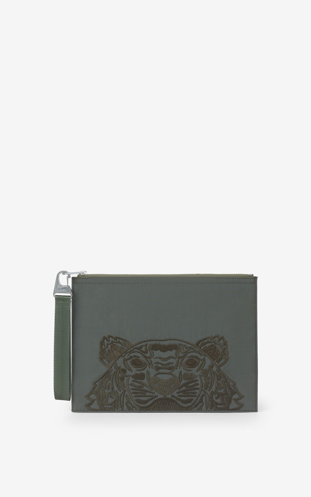 Kenzo Large Lona Kampus Tiger Clutch Hombre Gris Claro | 2874135-CO